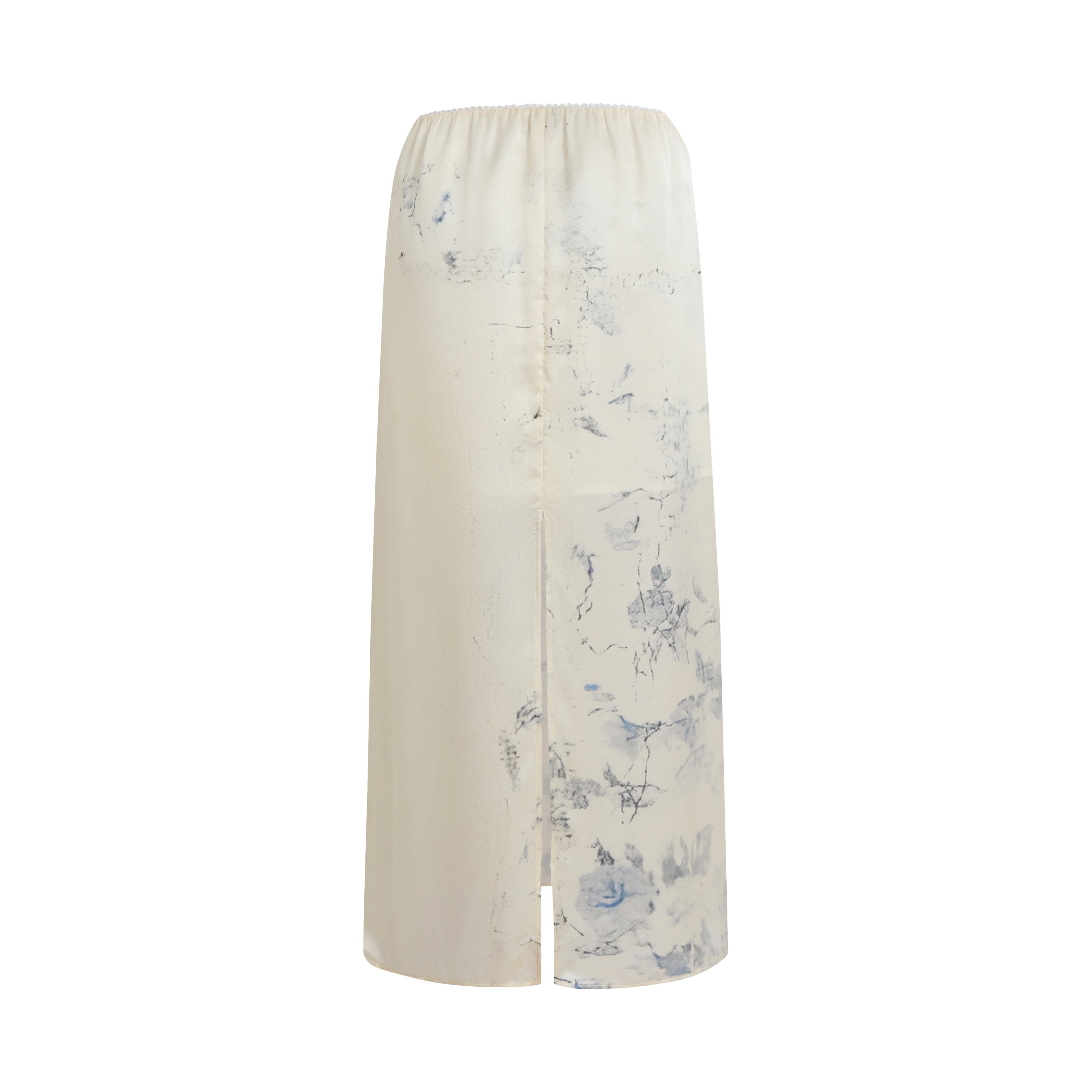 SS25 - Artist Collaboration "Bee" Printed silk stretch-waist skirt