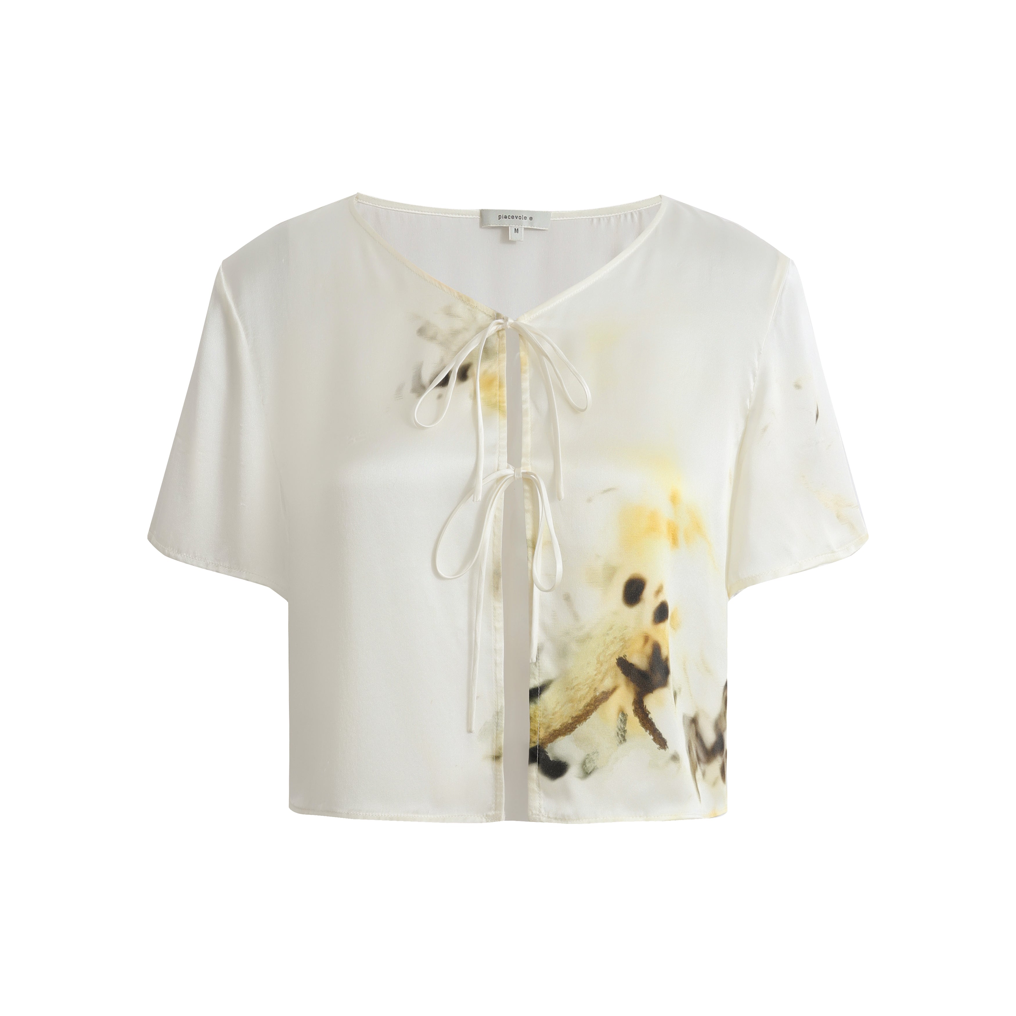 SS25 - Artist Collaboration "Bee" Silk short-sleeved lace-up top
