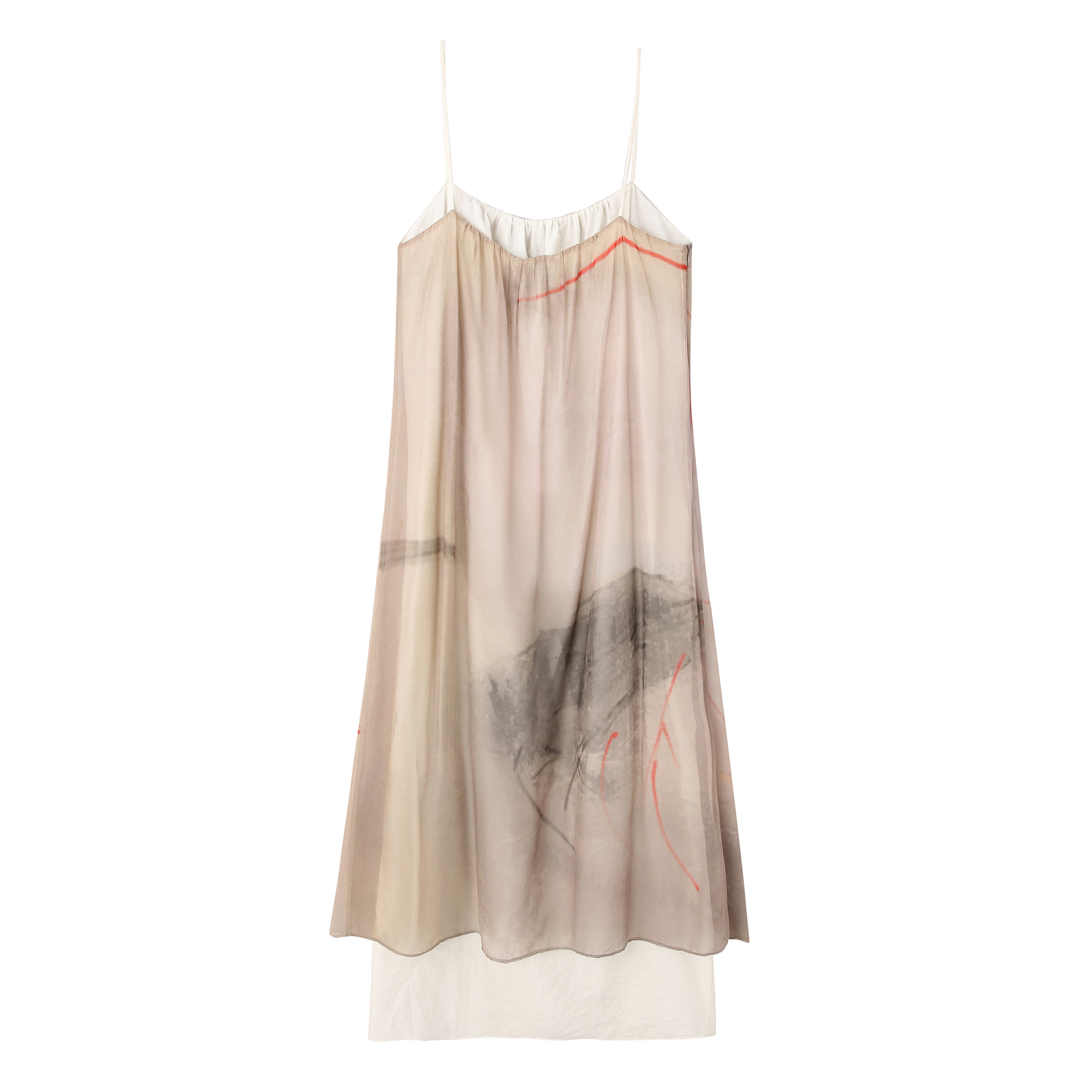 SS24 - Printed gossamer double-layered slip dress