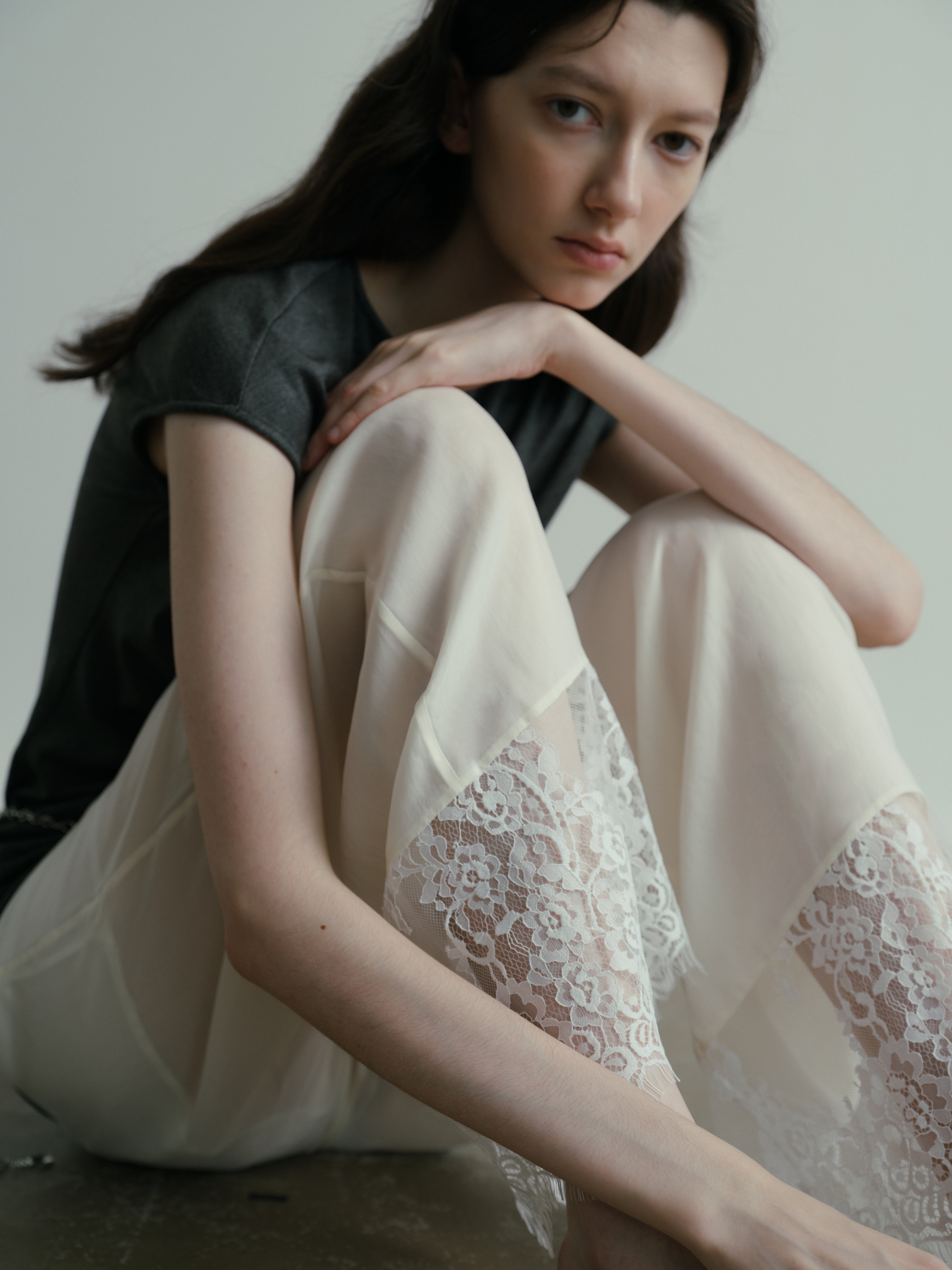 SS25 - Lace panelled lax trousers