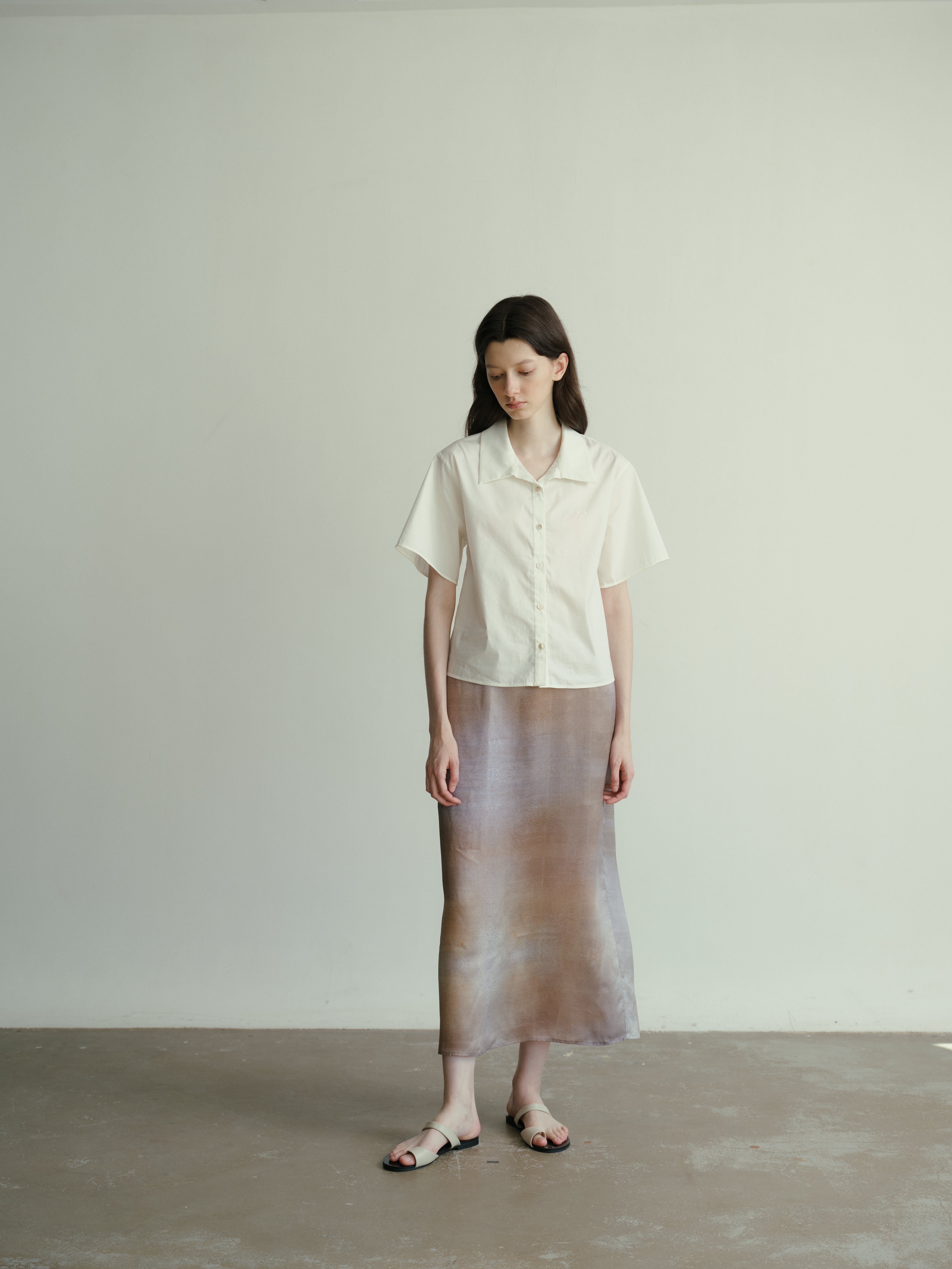 SS25 - Artist Collaboration "Bee" Printed silk stretch-waist skirt