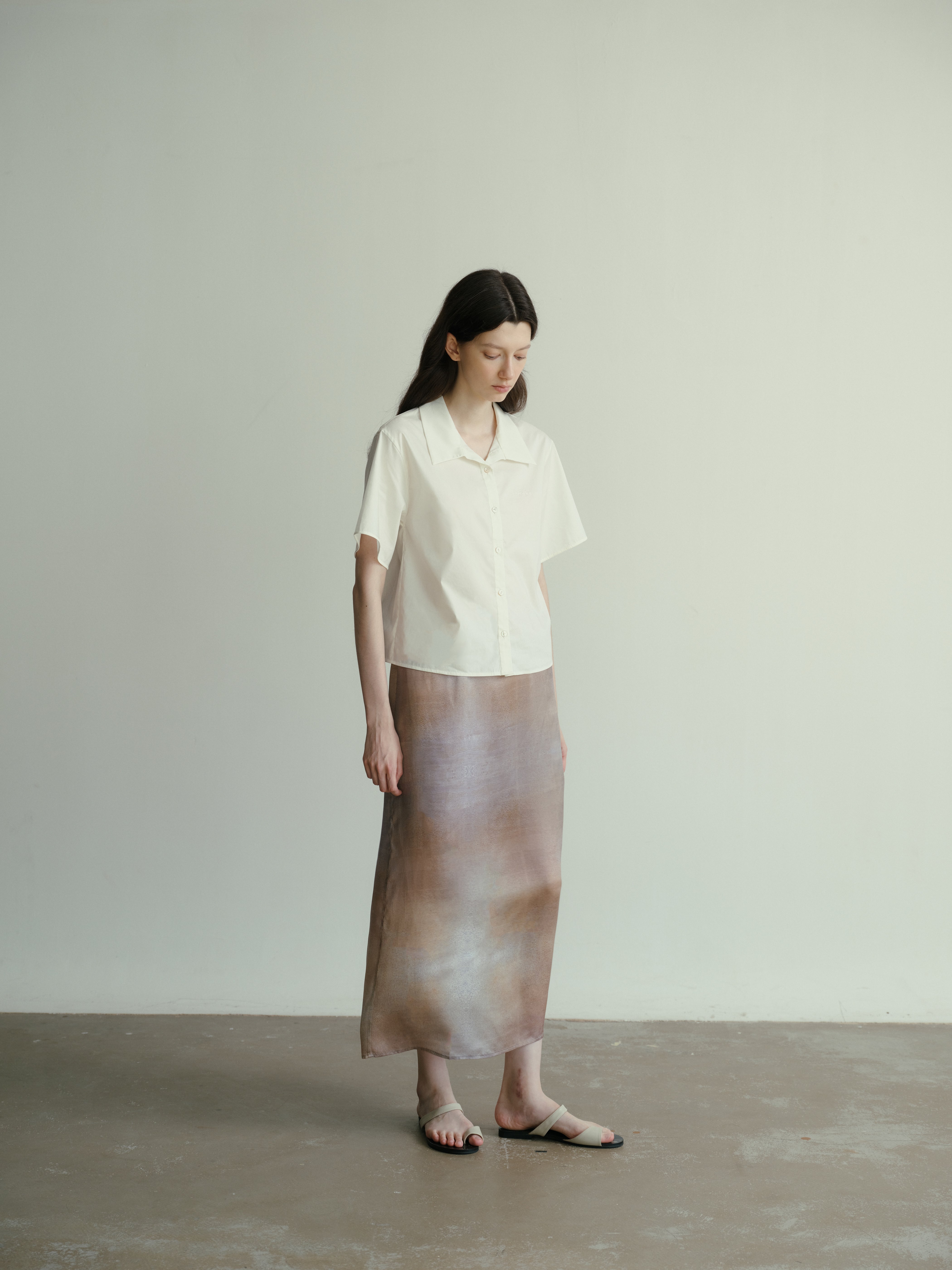 SS25 - Artist Collaboration "Bee" Printed silk stretch-waist skirt