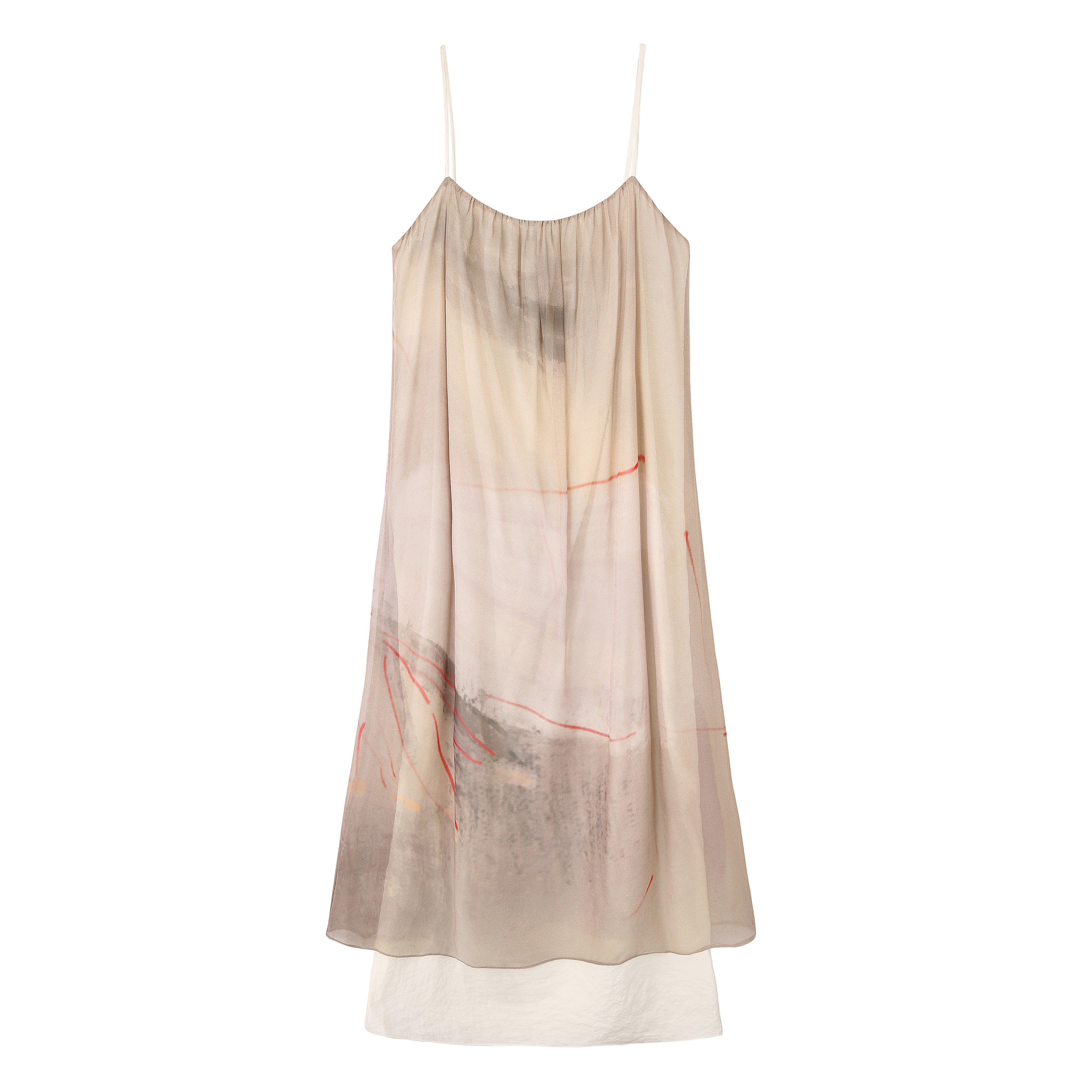 SS24 - Printed gossamer double-layered slip dress