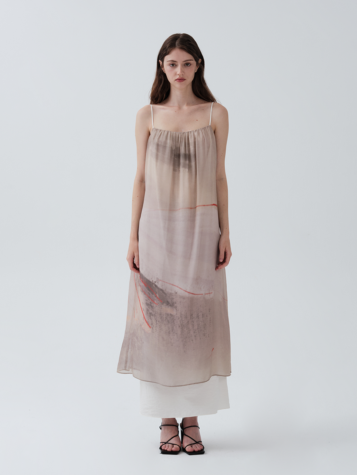 SS24 - Printed gossamer double-layered slip dress
