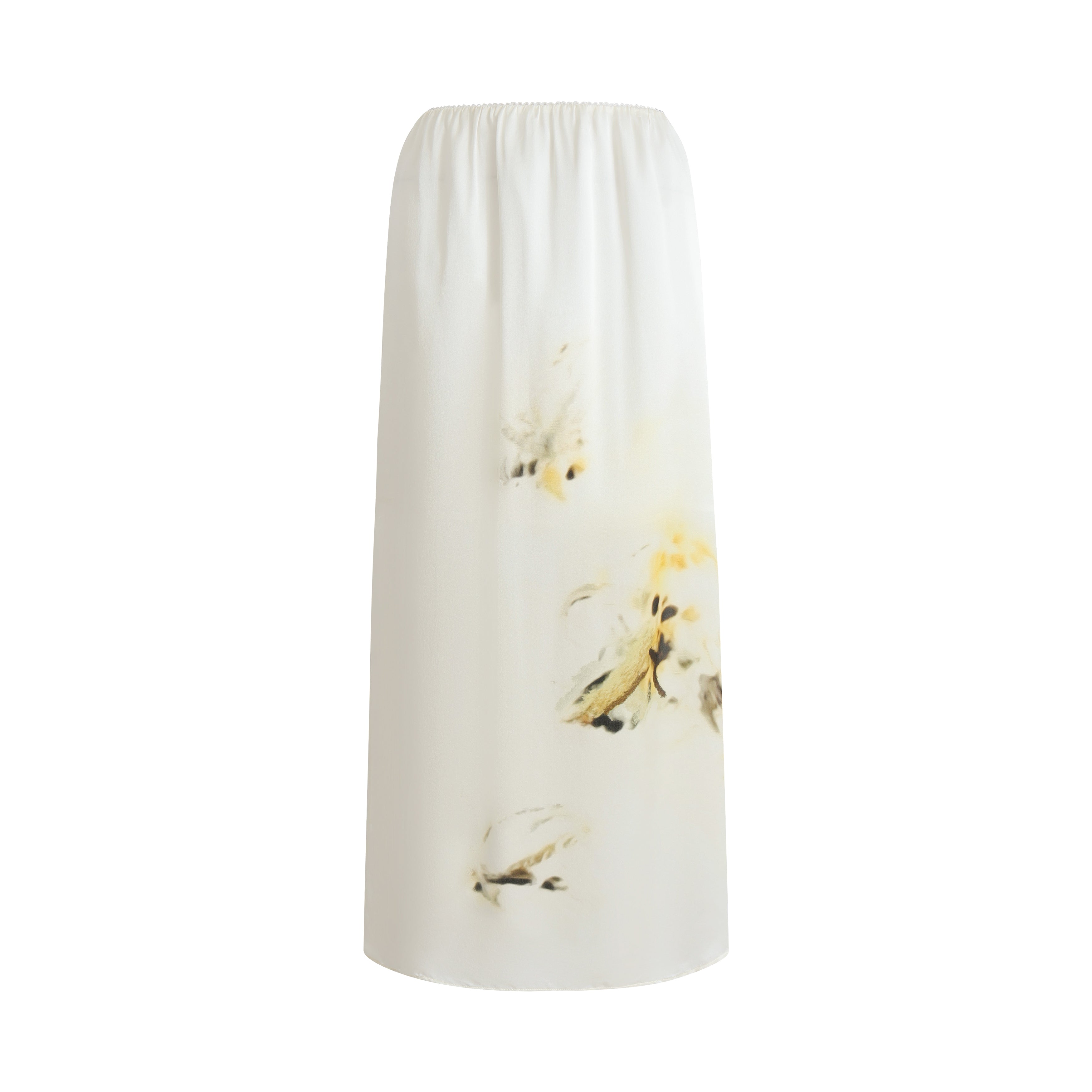 SS25 - Artist Collaboration "Bee" Printed silk stretch-waist skirt