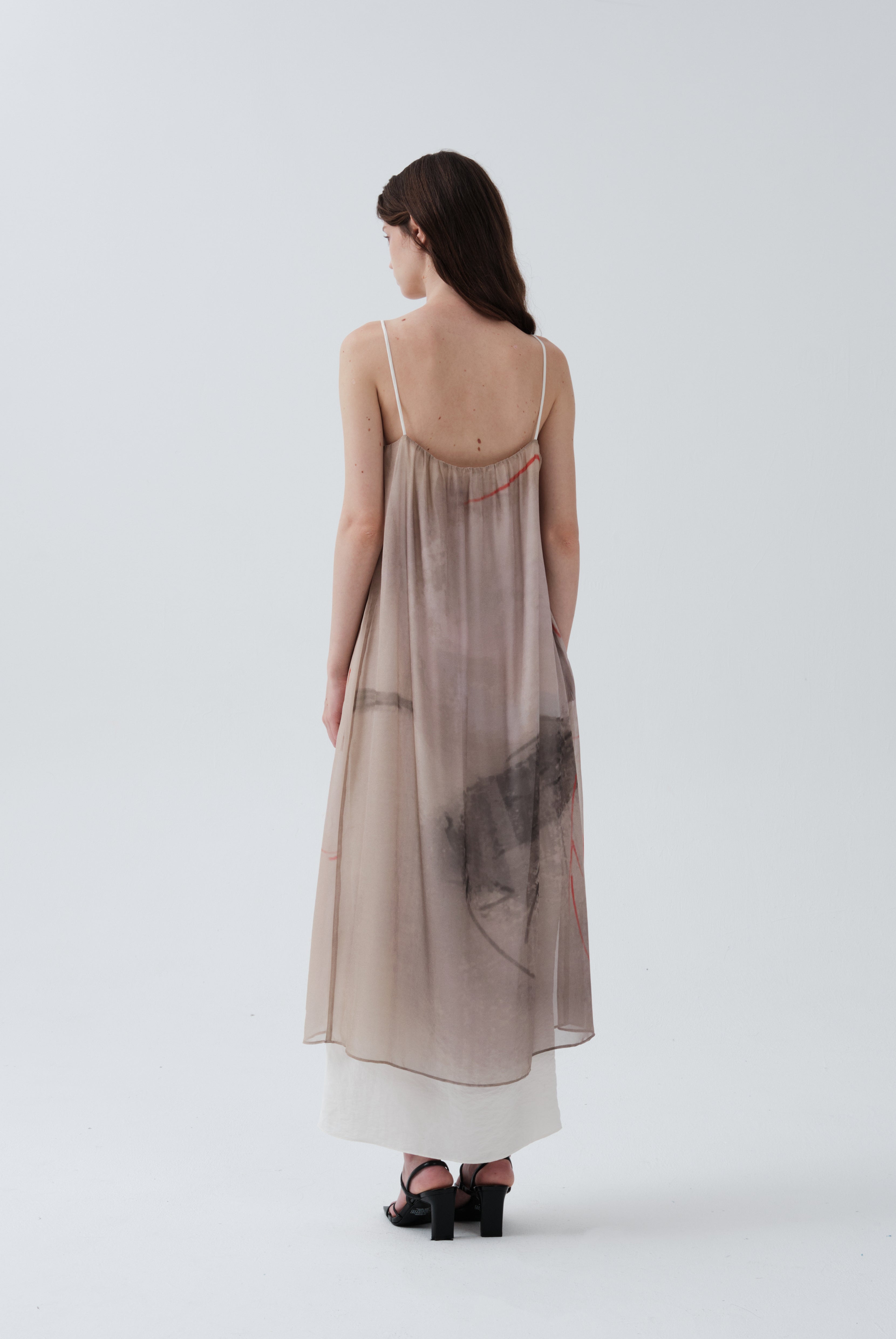 SS24 - Printed gossamer double-layered slip dress