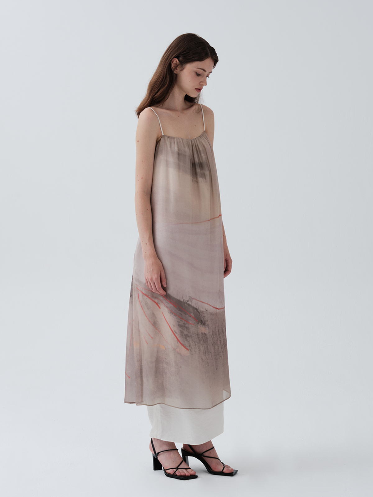 SS24 - Printed gossamer double-layered slip dress